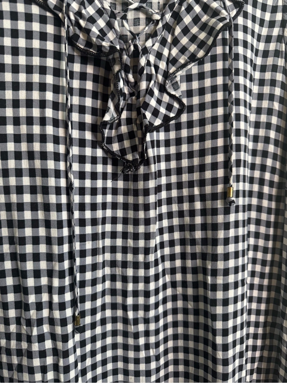 Sleeveless Black and White Gingham Ruffle Dress (XL) - Picture 2 of 5